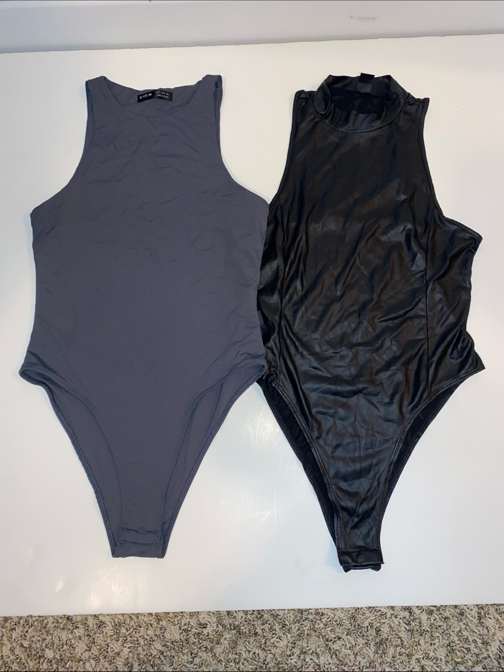 SHEIN Gray and Black High-Neck Bodysuits Duo